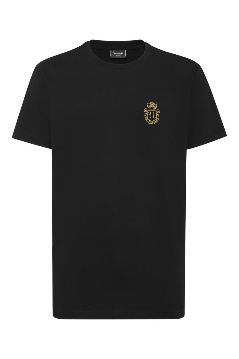 T-Shirt Round Neck Ss Crest Men, Main, color, black