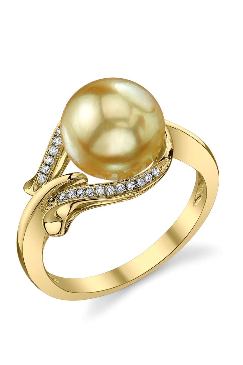 Golden Pearl & Diamond Willow Ring, Main, color, Yellow Gold