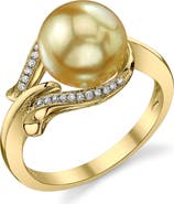 The Pearl Source Golden Pearl & Diamond Willow Ring