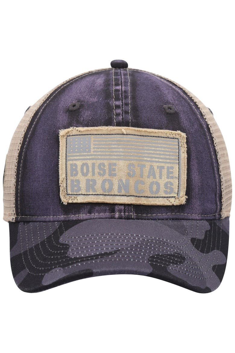 Men's Colosseum Charcoal Boise State Broncos OHT Military Appreciation United Trucker Snapback Hat, Alternate, color, Charcoal