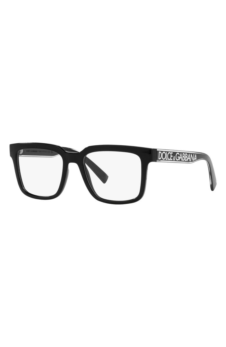 Dolce&Gabbana 52mm Square Optical Glasses, Alternate, color, Black