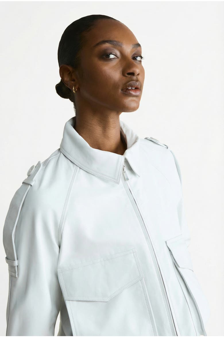 Rose Leather Jacket, Alternate, color, White