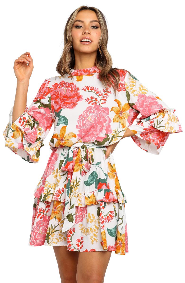 Petal & Pup Peta Floral Print Tiered Dress, Alternate, color, White