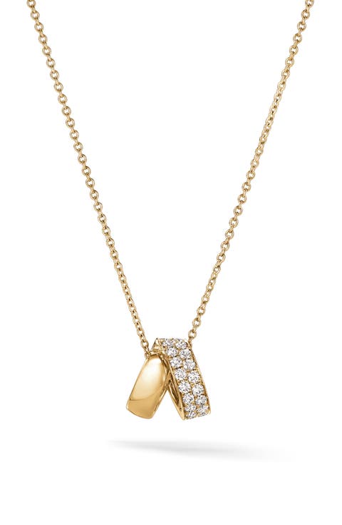 INSIDE/OUT Multi-Wear Rondel 18K Gold Diamond Pendant Necklace, 0.40ct.