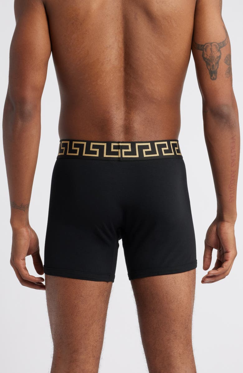 Versace Greek Key Jersey Boxer Briefs, Alternate, color, Black Gold Greek Key
