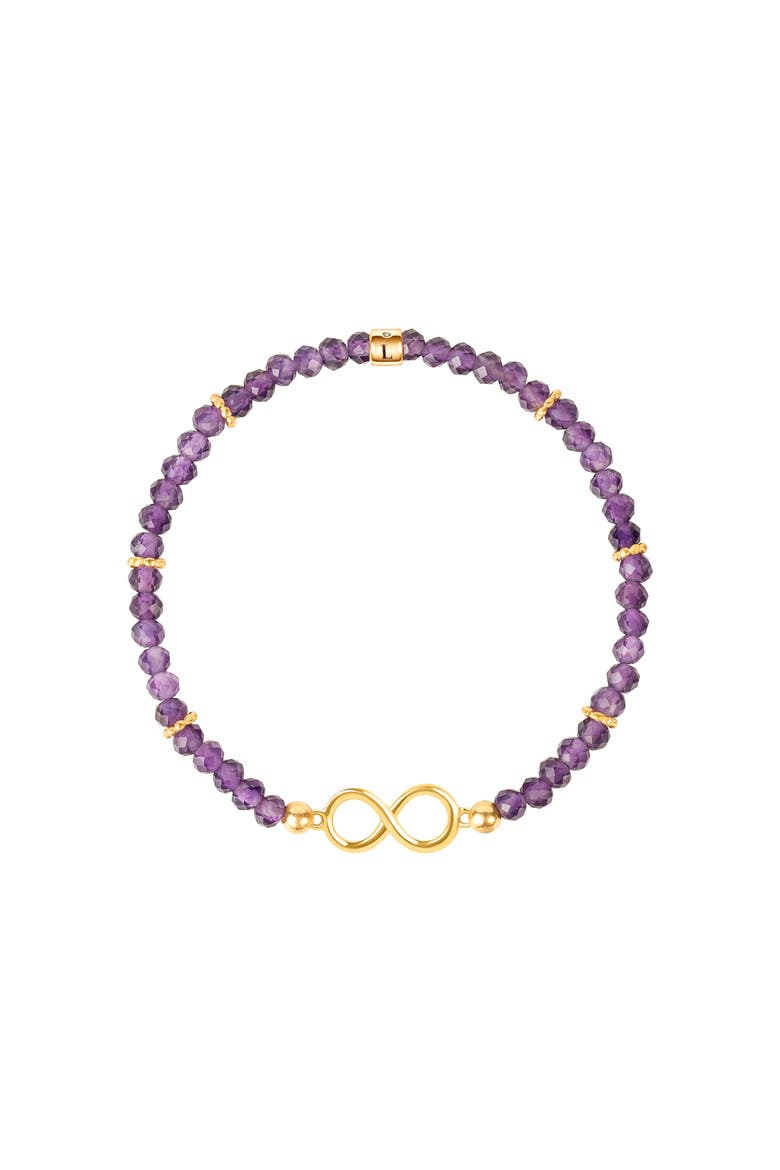 Eternal Bliss - Amethyst Infinity Charm Bracelet, Main, color, Purple/gold