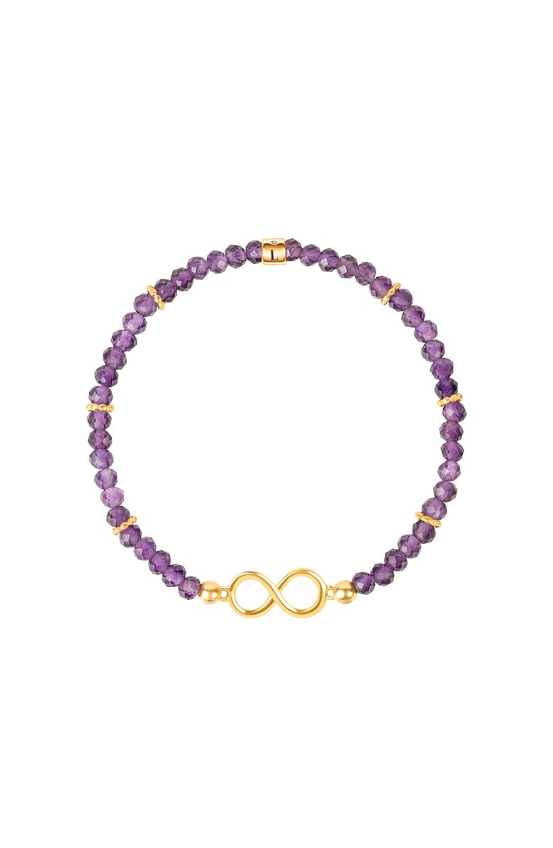 Karma and Luck Eternal Bliss - Amethyst Infinity Charm Bracelet, Main, color, Purple/Gold