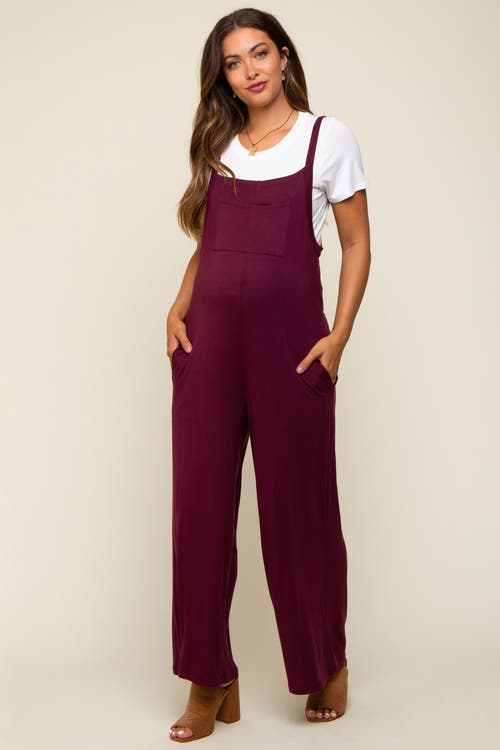 Pinkblush Sleeveless Pocketed Wide Leg Jumpsuit In Burgundy