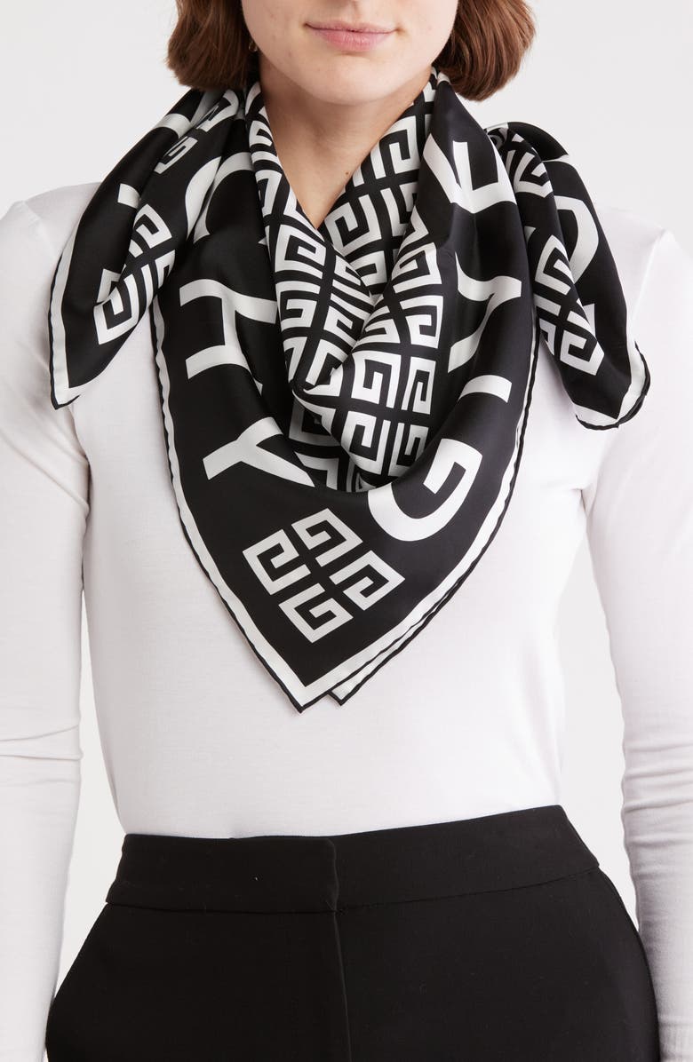 Givenchy 4G Logo Silk Twill Square Scarf, Main, color,