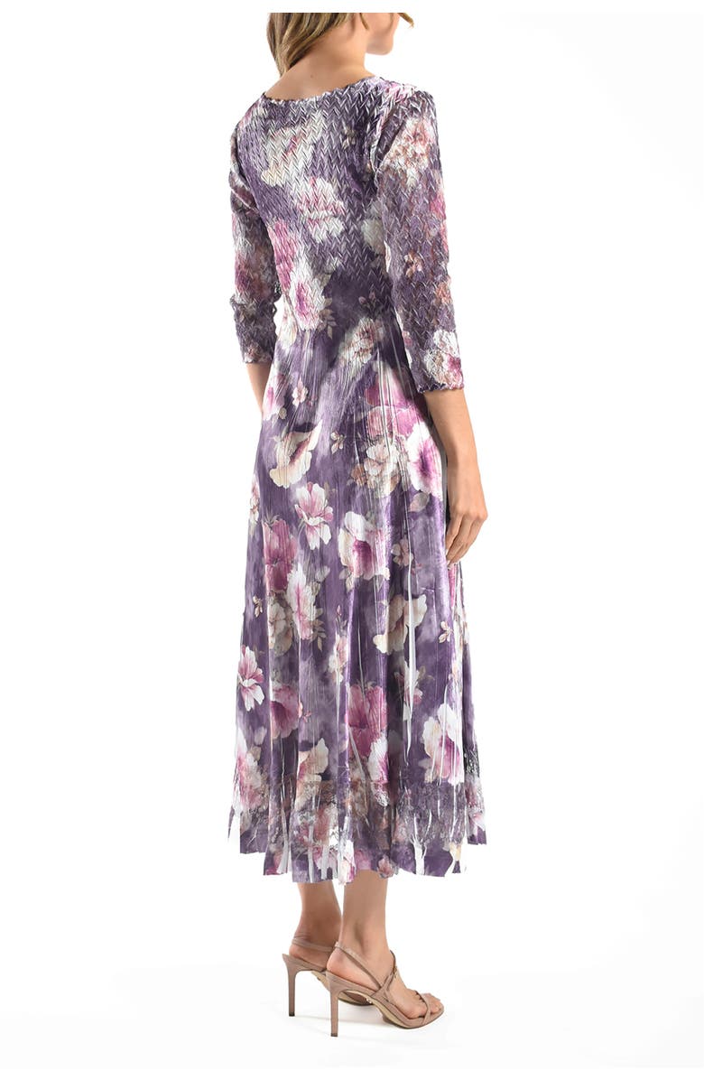 Komarov Dramatic Floral  Dress with Lace Sleeves, Alternate, color, Morning Glory