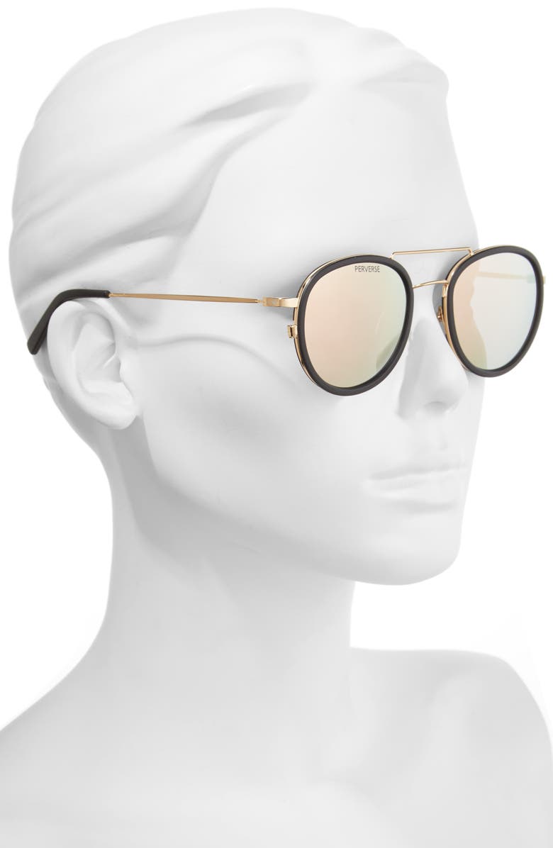 PERVERSE The Kimberly 55mm Mirrored Lens Aviator Sunglasses, Alternate, color,