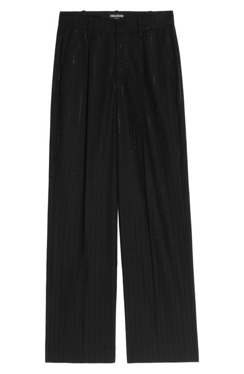 Zadig & Voltaire Crystal Stripe Straight Leg Pants In Black