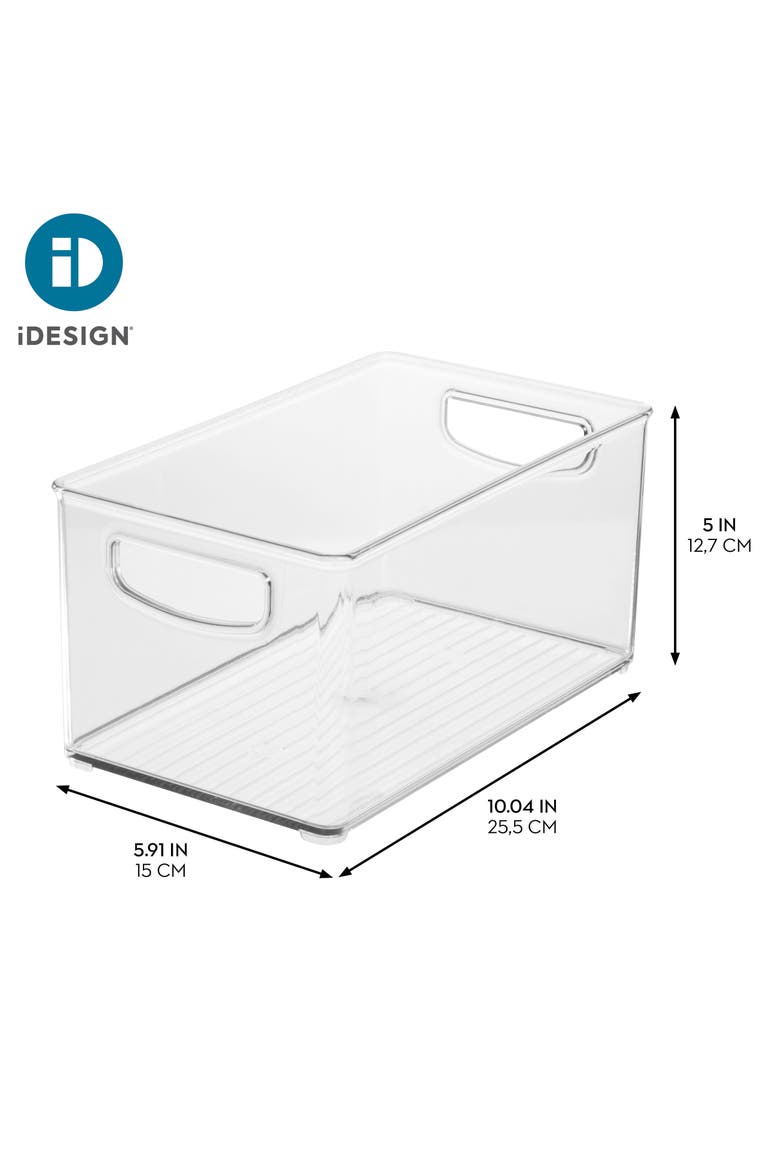 Plastic Stackable Pantry Bin - Organizer Bin with Handles for Cabinets or Fridge - Set of 4 - Clear, Alternate, color, Clear