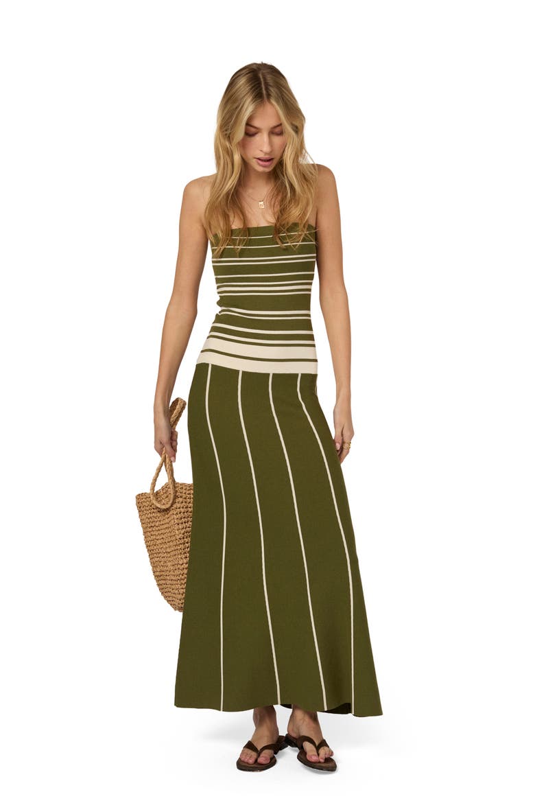 Stripe Bandeau Maxi Dress, Alternate, color, GREEN