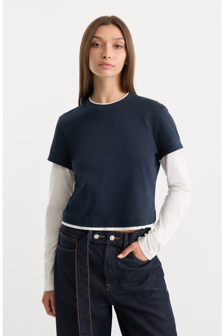 The Combo Layered T-Shirt, Alternate, color, NAVY WITH CHALK