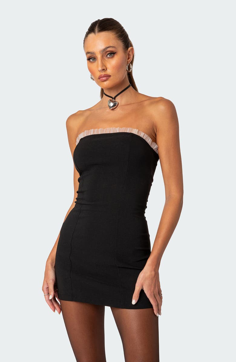 EDIKTED Marcy Strapless Minidress, Alternate, color, Black