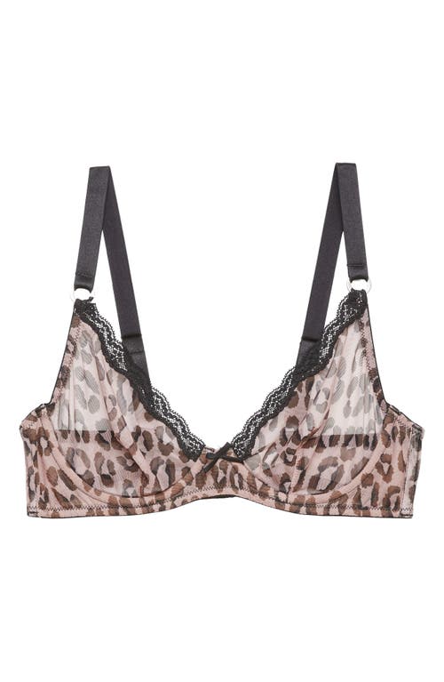 Fleur Du Mal Sheer Tulle Demi Bra In Leopard Print