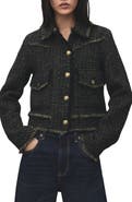 MANGO Zip Front Tweed Jacket