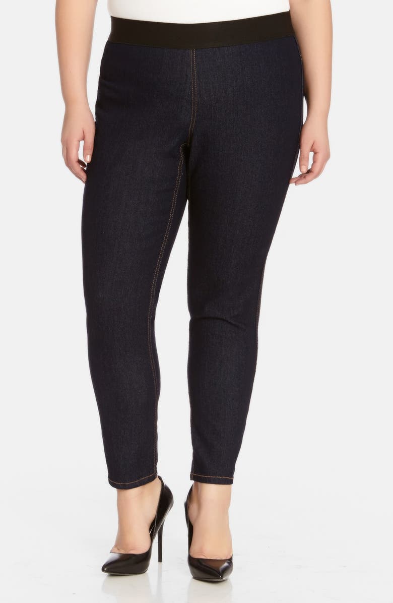 Karen Kane Dark Rinse Denim Leggings, Main, color, 