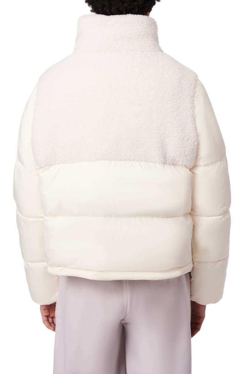 Bernardo High Pile Fleece Contrast Short Puffer Jacket, Alternate, color, Warm White
