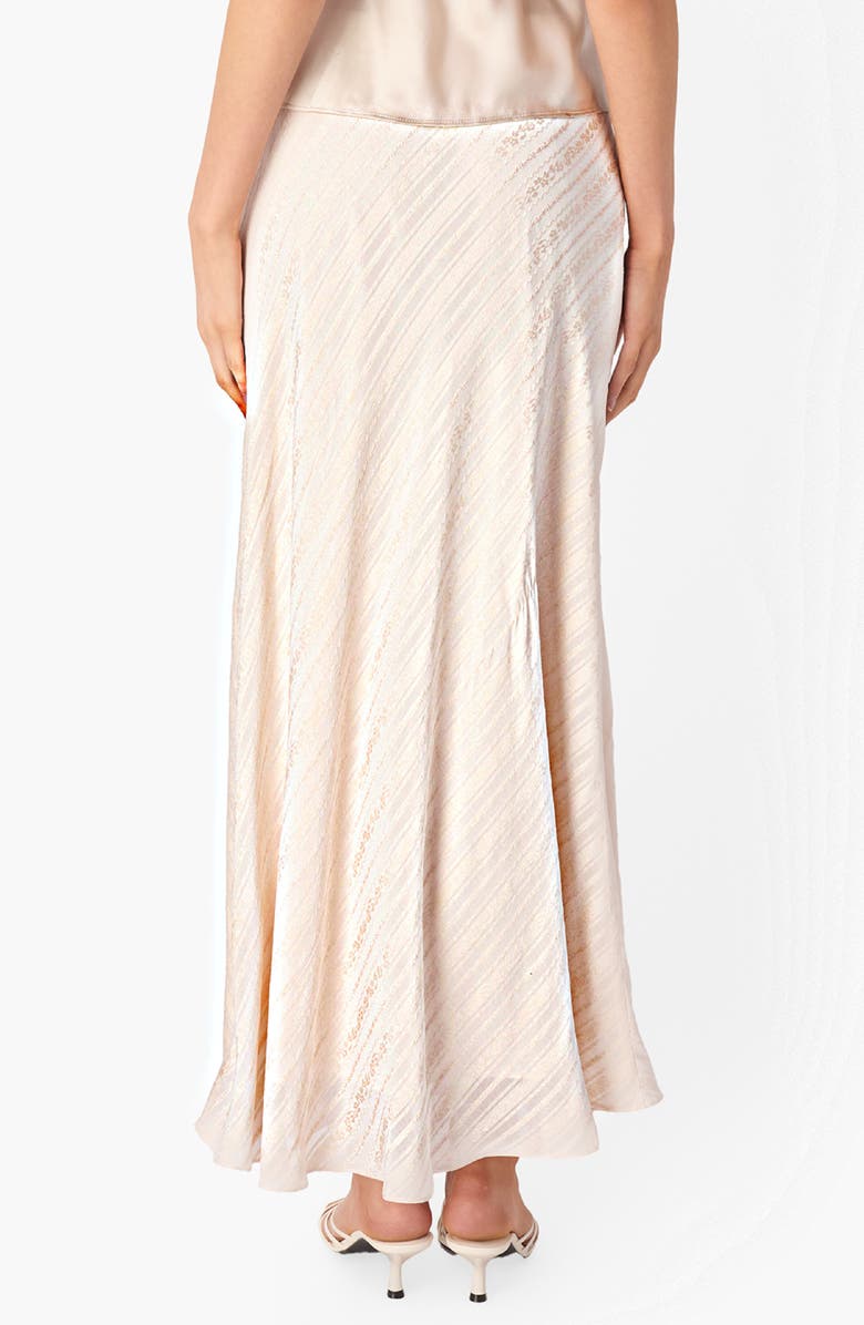 CAMI NYC Piper Metallic Jacquard Stripe Silk Blend Skirt, Alternate, color, Oat