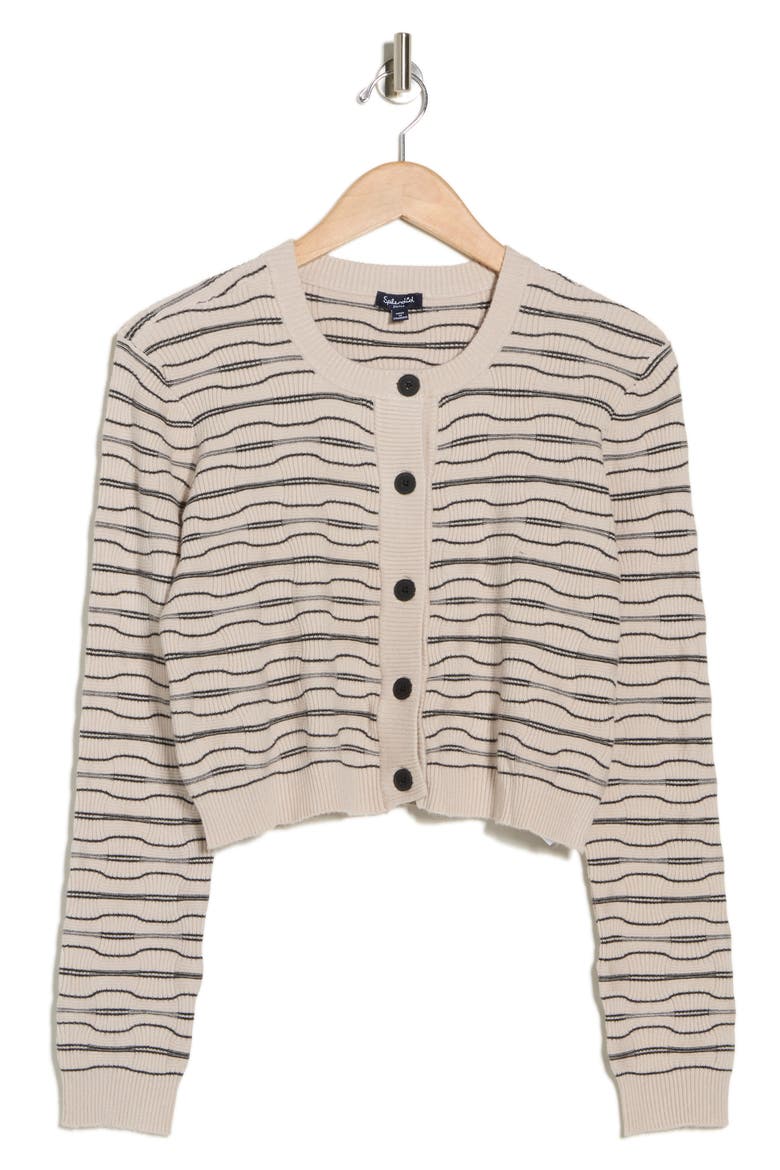 Stripe Cardigan, Alternate, color, BEIGE/ BLACK STRIPE
