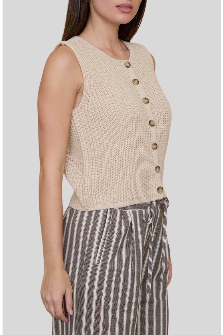 Button-Up Sweater Tank, Alternate, color, LIGHT KHAKI
