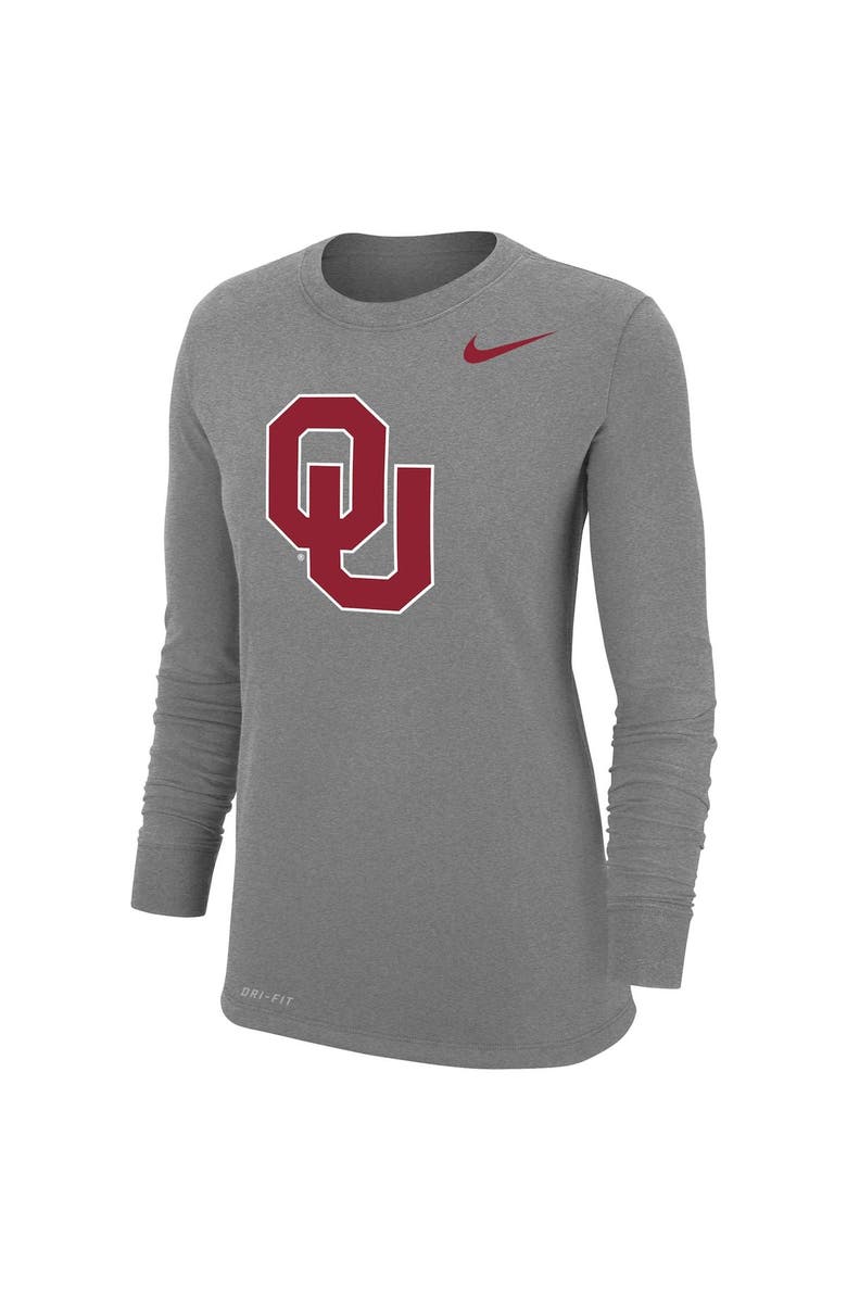 Nike Women's Nike Heathered Gray Oklahoma Sooners Logo Performance Long Sleeve T-Shirt, Alternate, color, 