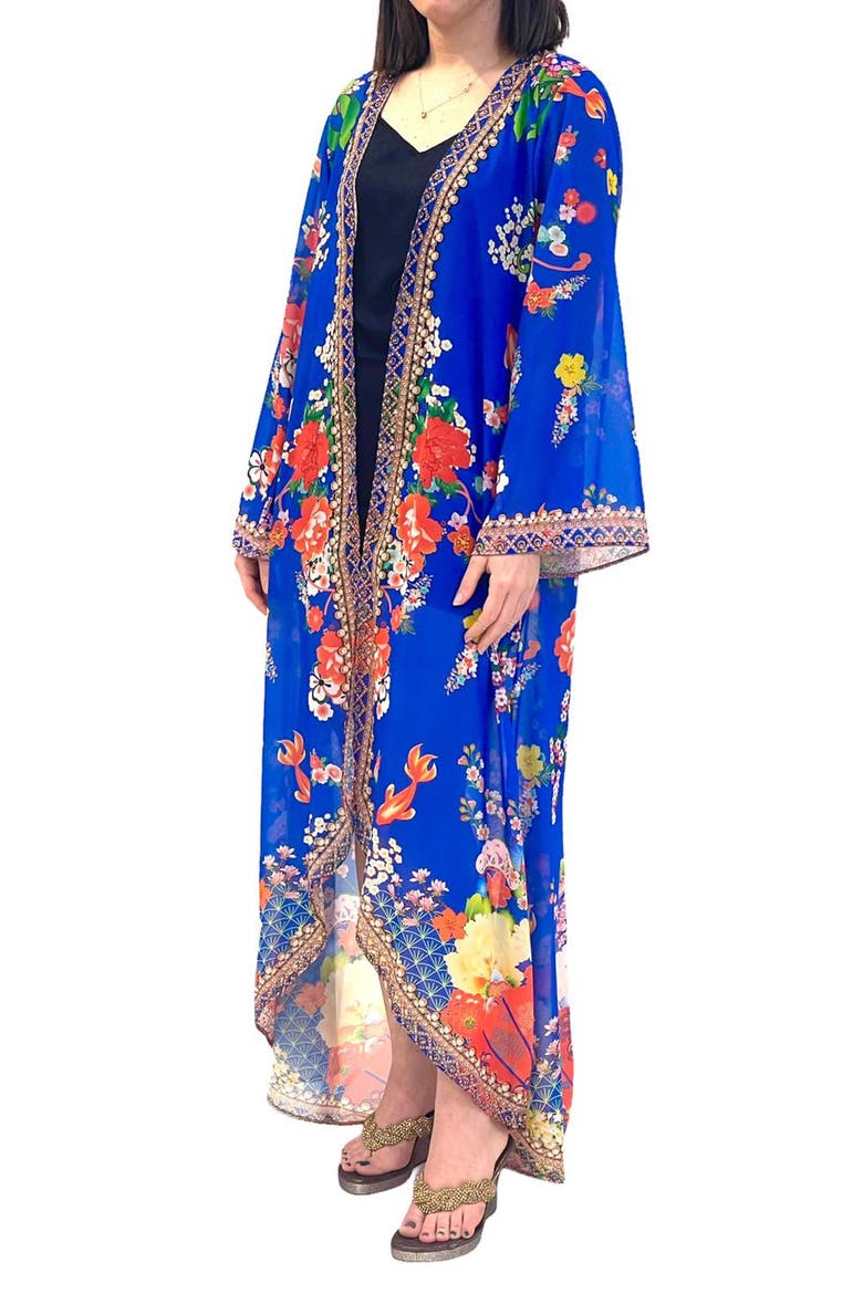 Floral Long Duster, Main, color, ROYAL BLUE