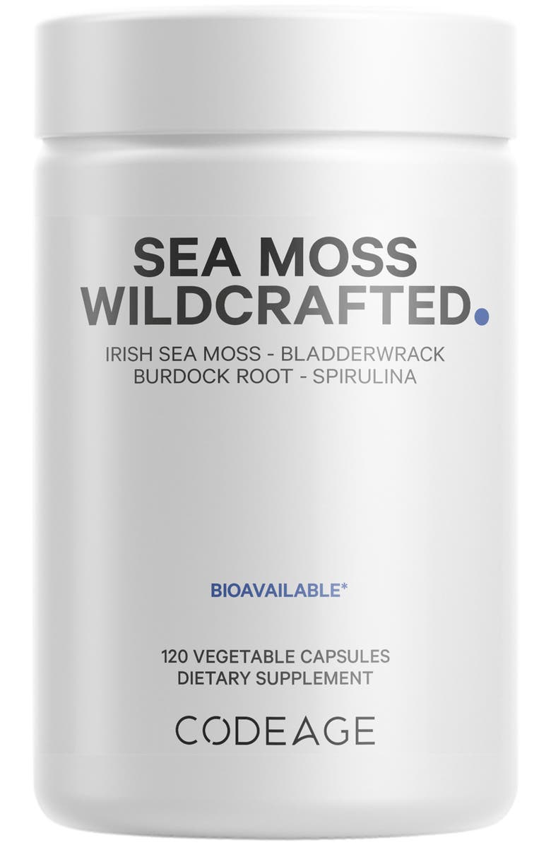 Codeage Raw Wildcrafted Irish Sea Moss Supplement, Main, color, White