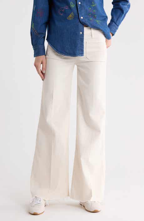 The Patch Pocket Twister Fray Hem Wide Leg Jeans