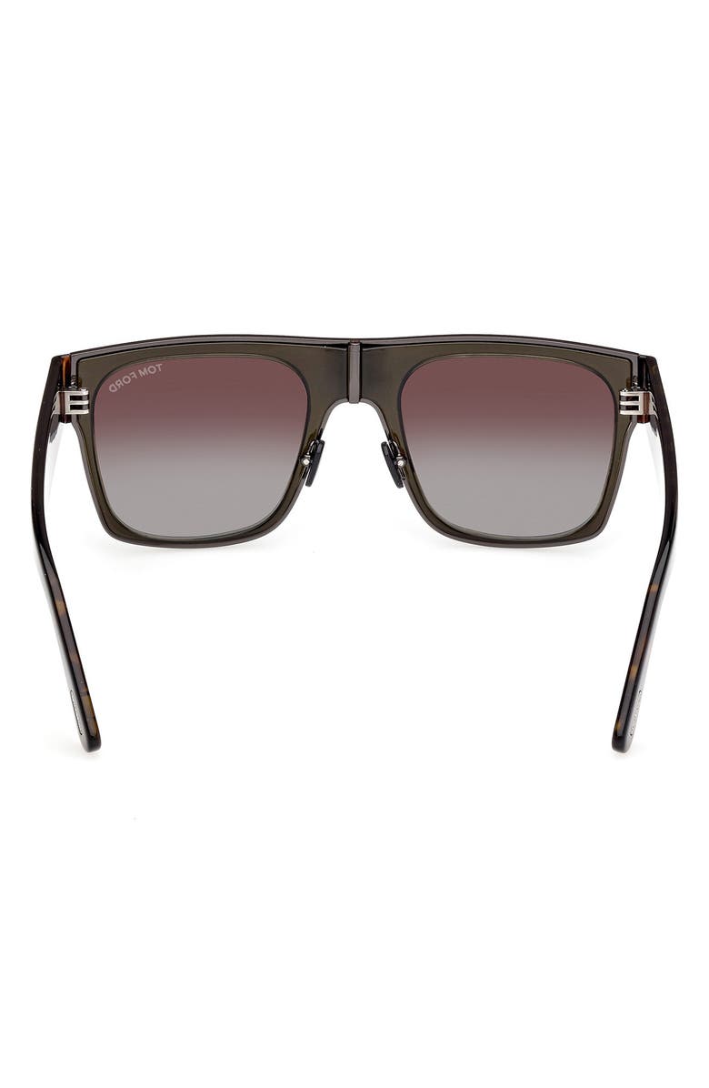 TOM FORD Edwin 54mm Square Sunglasses, Alternate, color, Gunmetal / Khaki / Havana