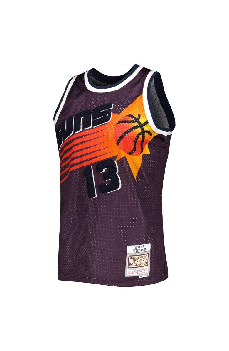 Mitchell & Ness Men's Mitchell & Ness Steve Nash Purple Phoenix Suns 1996/97 Hardwood Classics Off-Court Swingman Jersey, Alternate, color, 