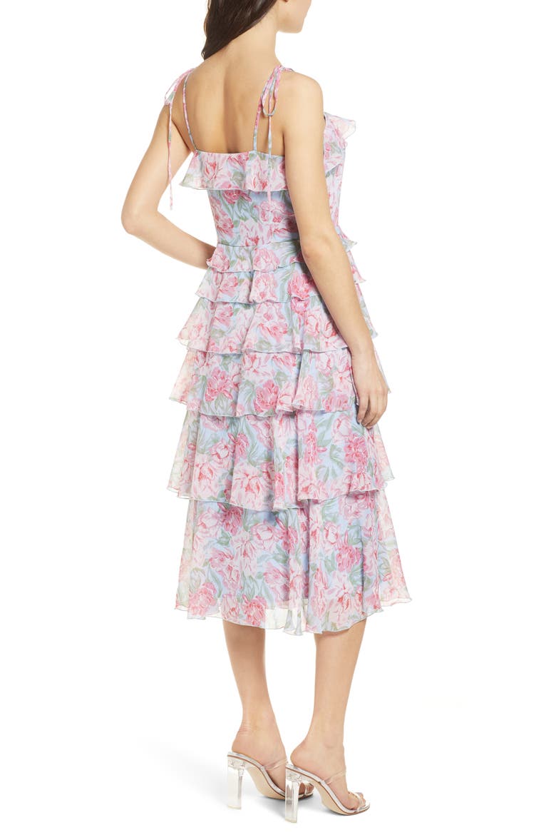 Essie Tiered Dress, Alternate, color, SKY BLUE FLORAL
