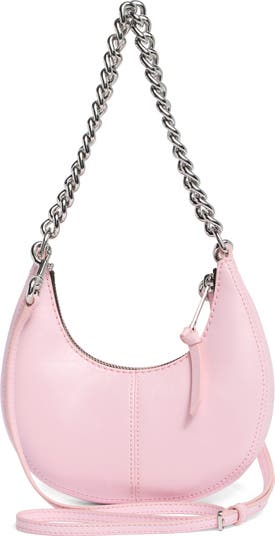 Mini Crescent Crinkle Leather Crossbody Bag