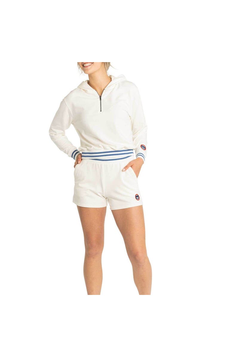 LUSSO Women's Lusso White Chicago Cubs Magnolia Tri-Blend Quarter-Zip Hoodie, Alternate, color, White