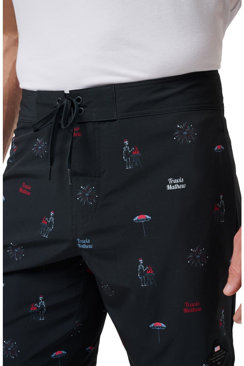 Red White & Booyah Board Shorts, Alternate, color, BLACK