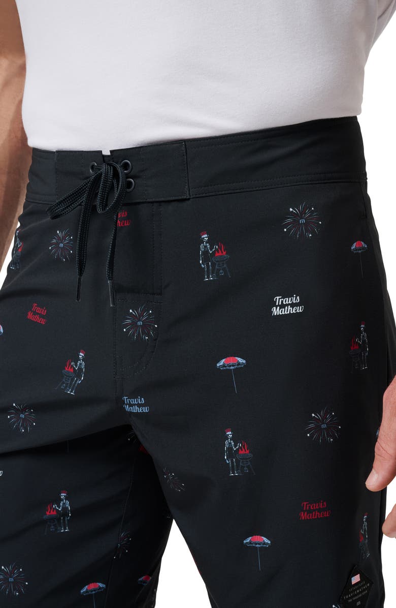 TravisMathew Red White & Booyah Board Shorts, Alternate, color, 