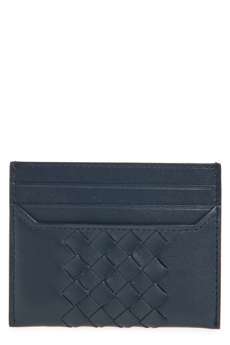 Piccolo Intrecciato Leather Card Case, Main, color, NEPTUNE