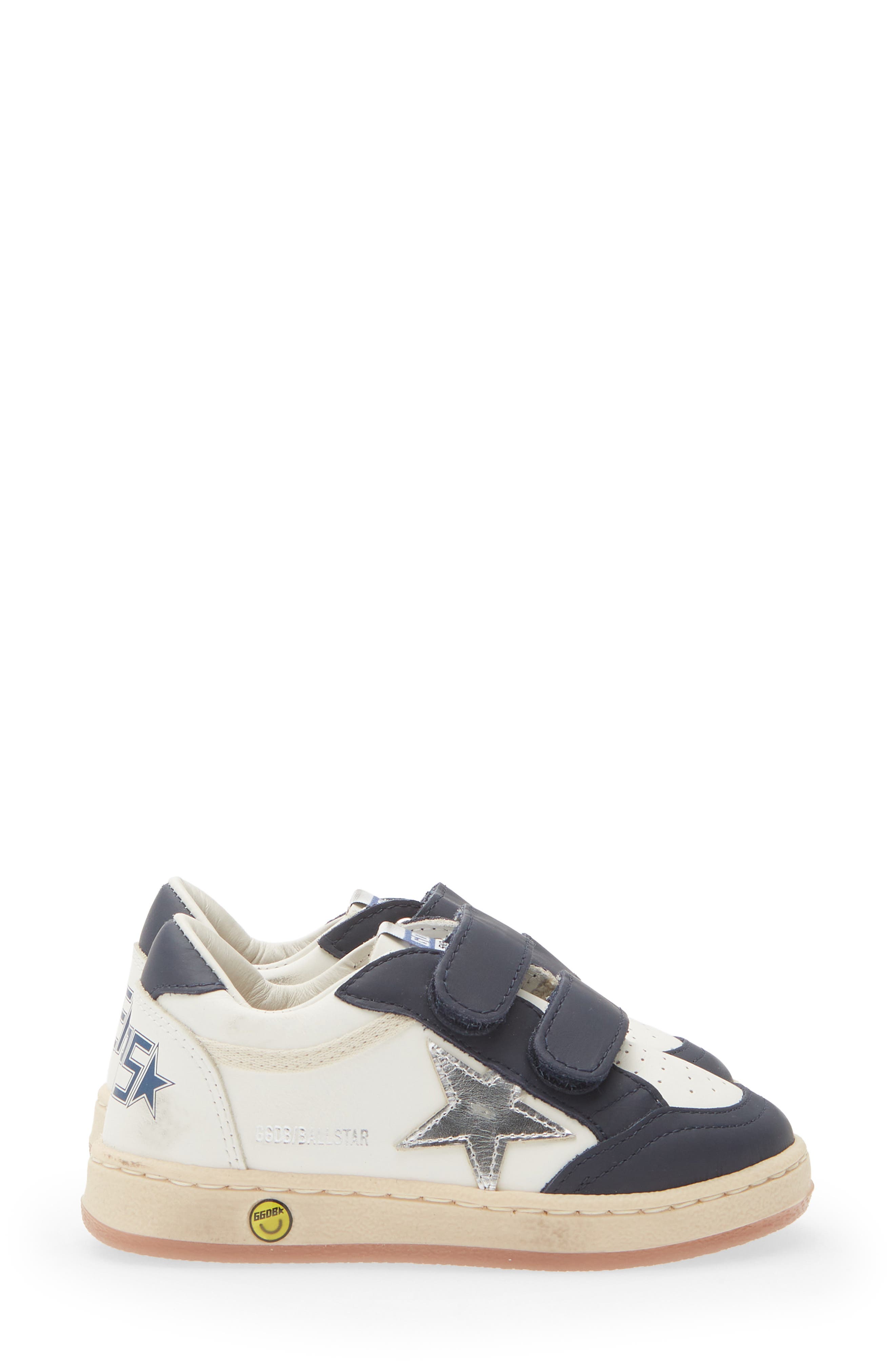 Kids' Ball Star Sneaker, Alternate, color, WHITE/ SILVER/ DARK BLUE