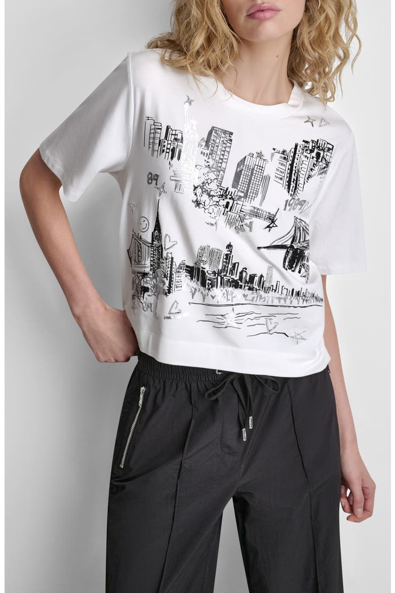 New York Toile Cotton Blend T-Shirt, Main, color, WHITE