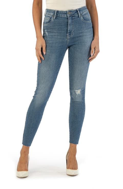 Connie High Waist Raw Hem Ankle Skinny Organic Cotton Jeans (Energy)