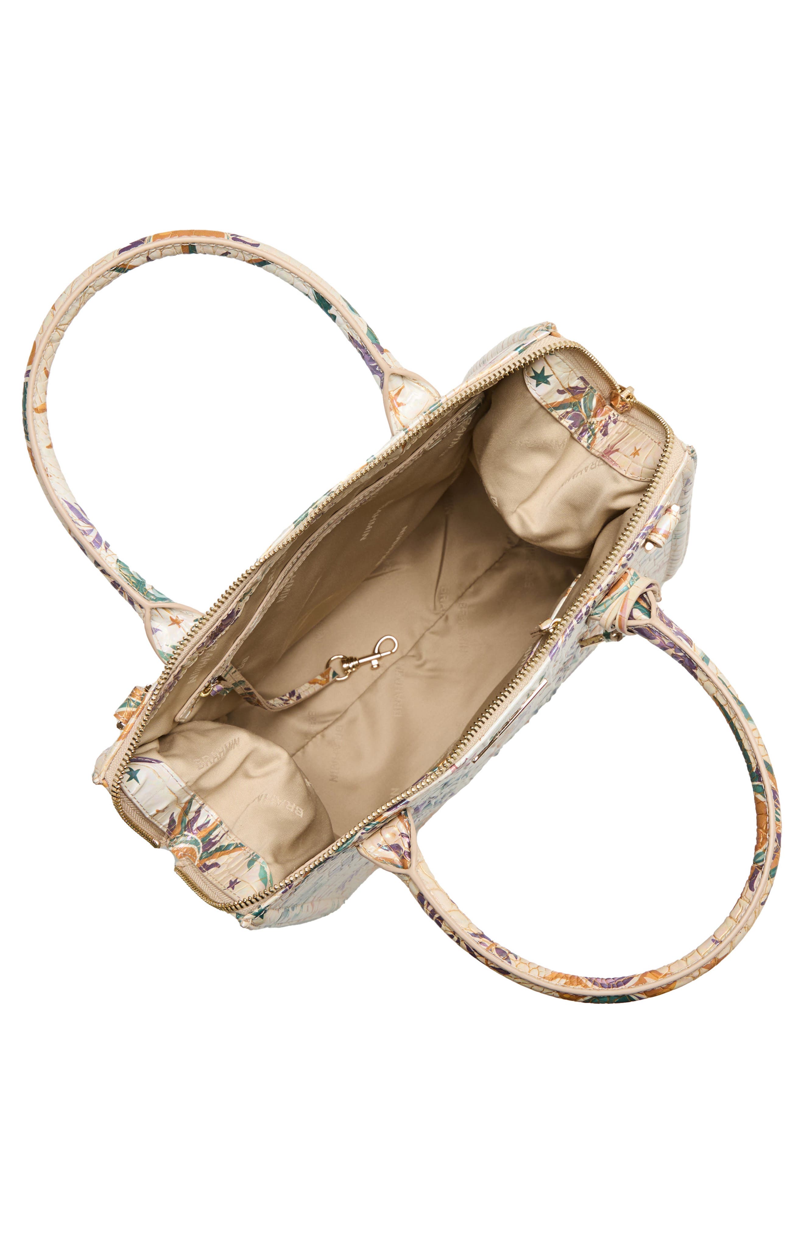 Brahmin Caroline Croc Embossed Painted Leather Satchel, Alternate, color, 