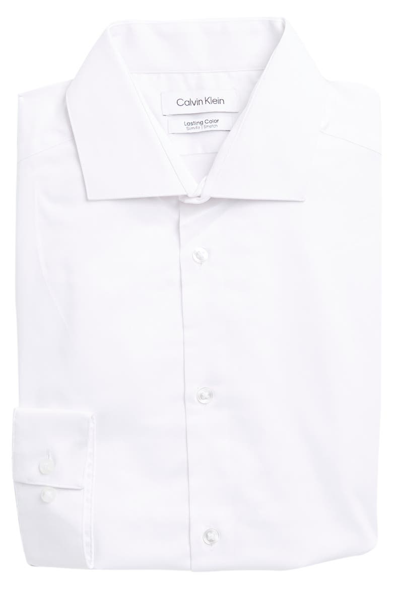 Lasting Color Slim Fit Dress Shirt, Alternate, color, WHITE