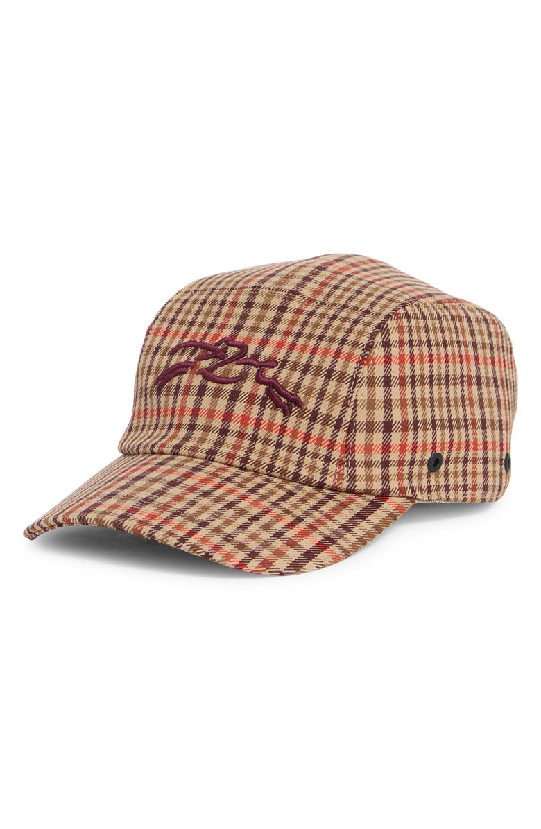 Longchamp Houndstooth Print Hat, Main, color, Cognac