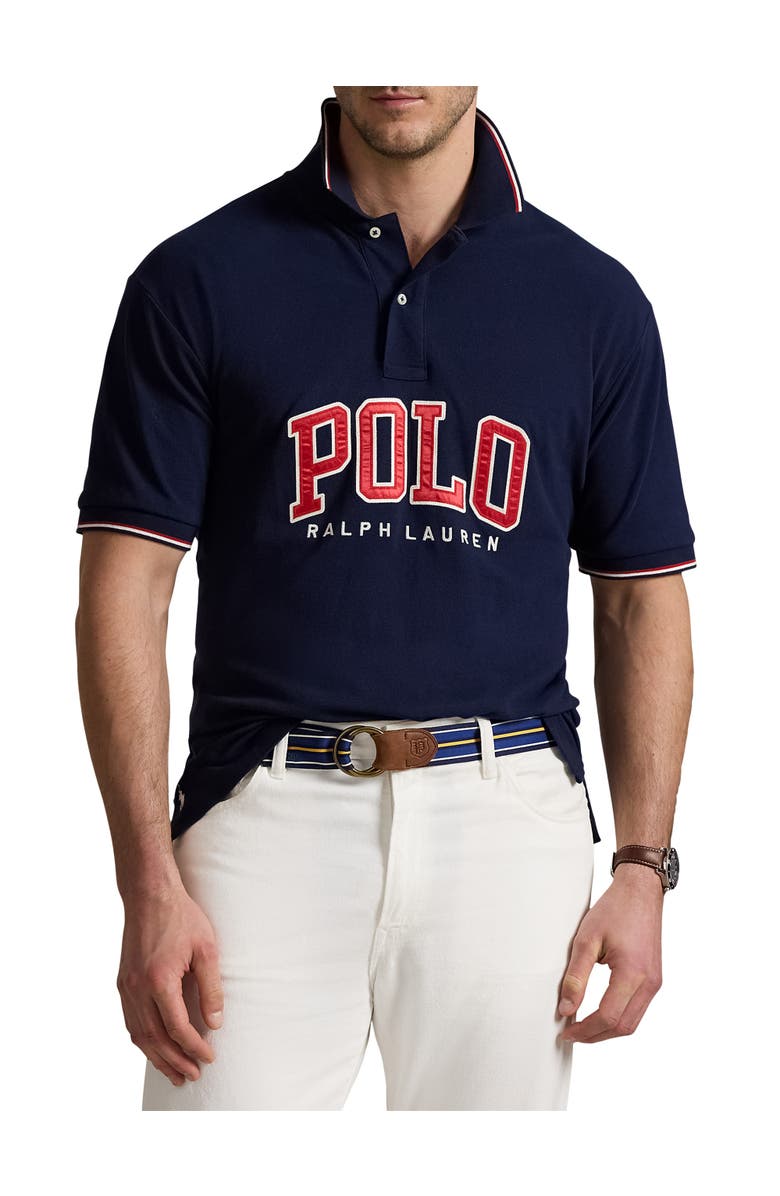 Polo Ralph Lauren Big & Tall Logo Mesh Polo Shirt, Main, color, Cruise Navy
