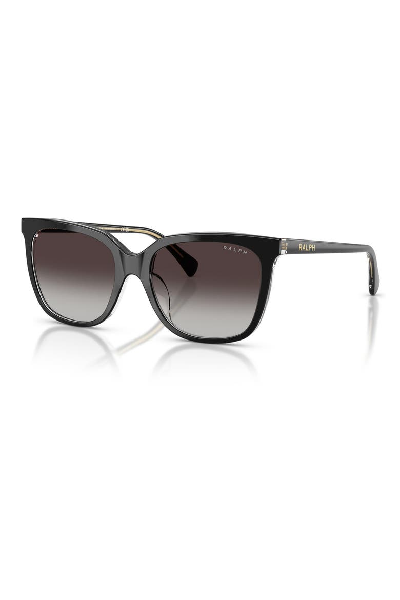 55mm Square Sunglasses, Alternate, color, SHINY BLACK / GREY
