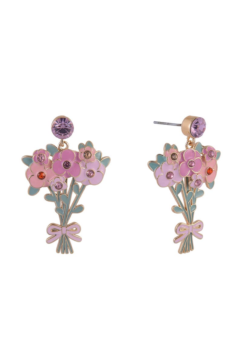 Hallmark Flower Bouquet Earrings, Main, color, Pink