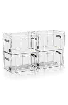 Set of 4 Stackable Foldable Clear Storage Bins