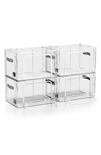 Set of 4 Stackable Foldable Clear Storage Bins